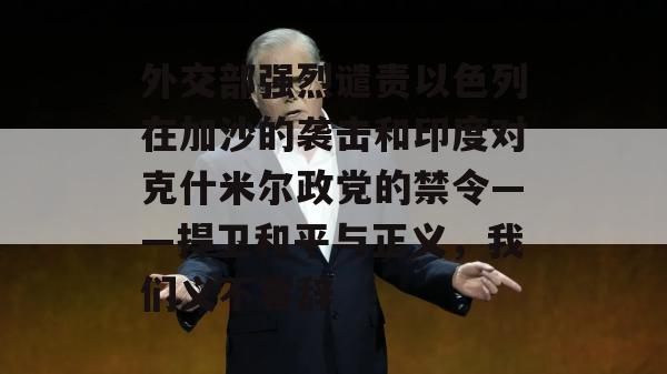 外交部强烈谴责以色列在加沙的袭击和印度对克什米尔政党的禁令——捍卫和平与正义，我们义不容辞