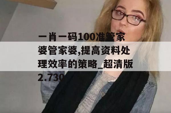 一肖一码100准管家婆管家婆,提高资料处理效率的策略_超清版2.730