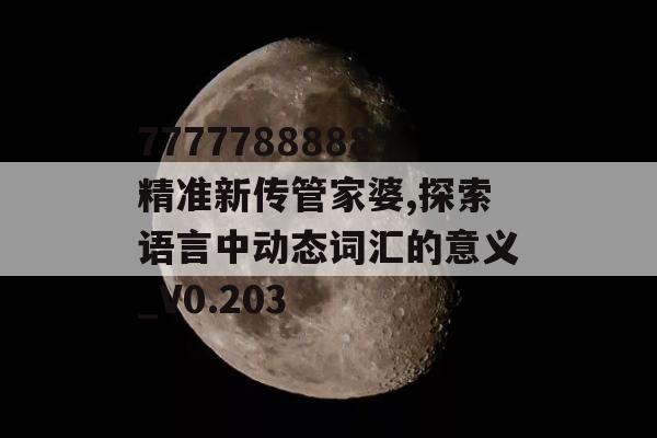 7777788888精准新传管家婆,探索语言中动态词汇的意义_V0.203