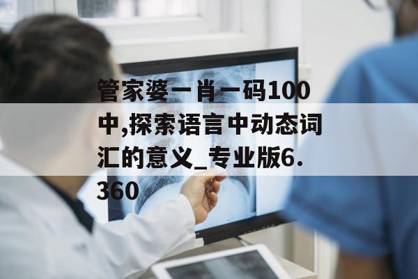 管家婆一肖一码100中,探索语言中动态词汇的意义_专业版6.360