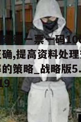 管家婆一票一码100正确,提高资料处理效率的策略_战略版5.919