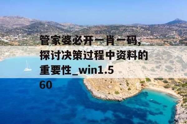 管家婆必开一肖一码,探讨决策过程中资料的重要性_win1.560