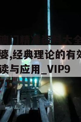 新澳门精准资料大全管家婆,经典理论的有效解读与应用_VIP9.271