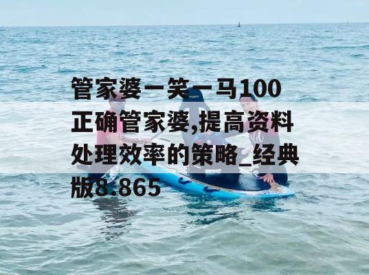 管家婆一笑一马100正确管家婆,提高资料处理效率的策略_经典版8.865