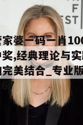 管家婆一码一肖100中奖,经典理论与实践的完美结合_专业版4.167