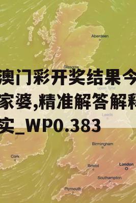 新澳门彩开奖结果今天管家婆,精准解答解释落实_WP0.383