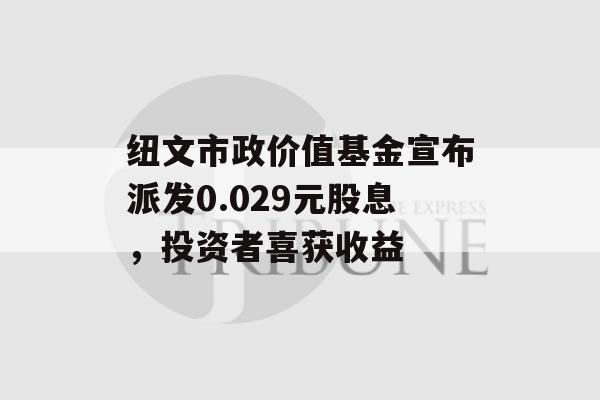 纽文市政价值基金宣布派发0.029元股息，投资者喜获收益